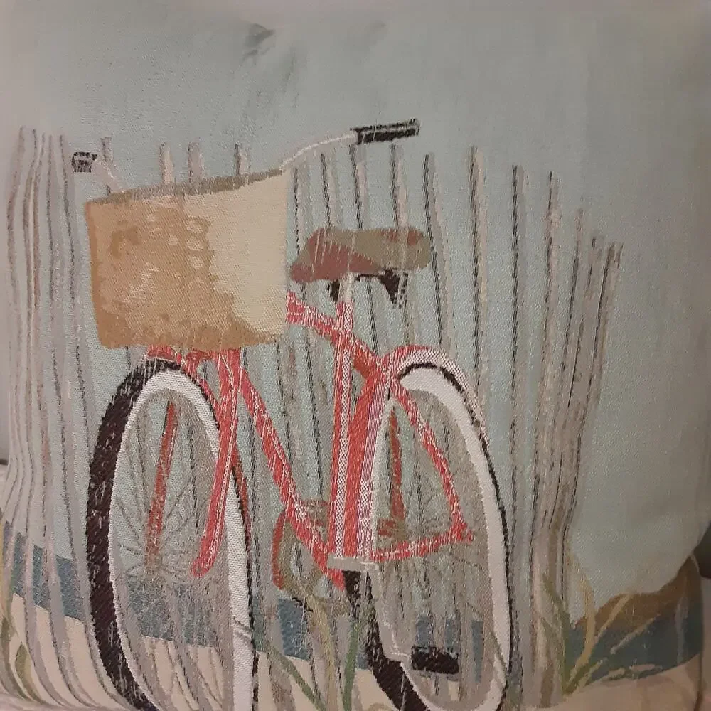 Nantucket Bicycle Pillow Textured Calming Colors